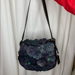 Coach Saddle in blue/black Tea Rose